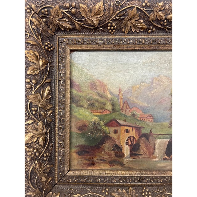 Vintage Original Landscape Painting in Ornate Frame. For Sale - Image 4 of 7