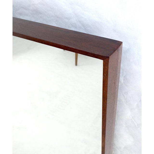 Mid-Century Modern Mid Century Modern 2" Deep Profile Solid Walnut 32x43 Rectangle Wall Mirror MINT For Sale - Image 3 of 15