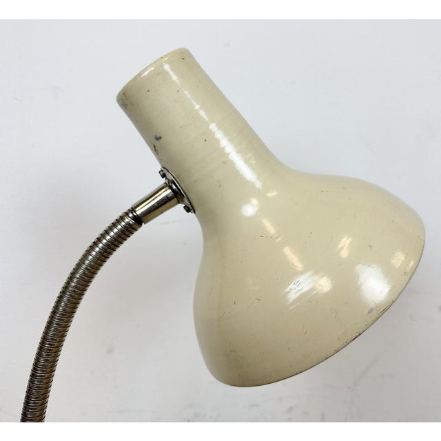 Industrial Beige Gooseneck Table Lamp from Polam, 1960s For Sale - Image 15 of 18