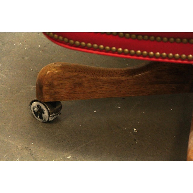 Wood Mid 20th Century Fairfield Red Rolling Chair For Sale - Image 7 of 11