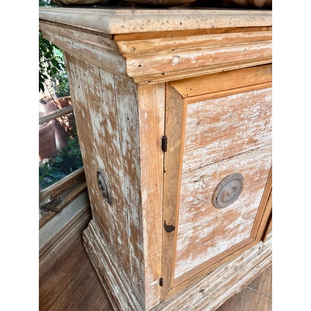 Rustic European Late 18th Century Italian Wooden Cabinet With Travertine Top For Sale - Image 3 of 8