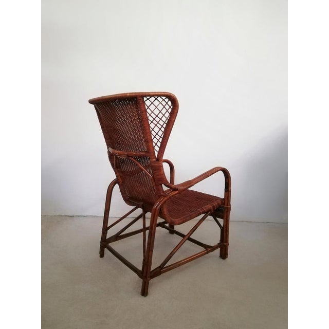 Mid-Century Modern Mid-Century Wicker Bergère Armchair attributed to Eugenia Alberti Reggio for Ciceri, 1950 For Sale - Image 3 of 14