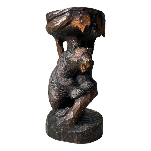 Wood Carved Bear Stand, Ainu Art, Hokkaido, Japan, 1960s For Sale