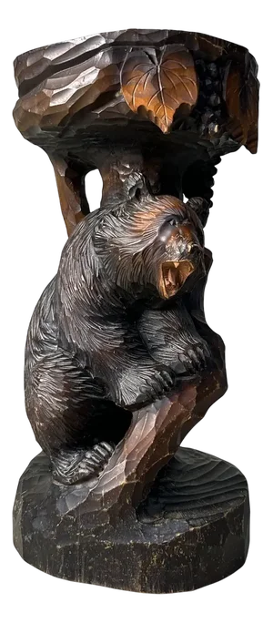 Wood Carved Bear Stand, Ainu Art, Hokkaido, Japan, 1960s