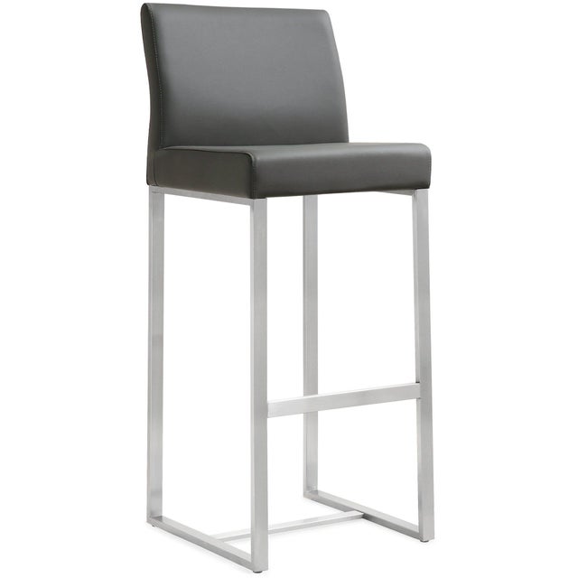 Denmark Grey Vegan Leather & Steel Bar Stools - Set of 2 For Sale - Image 11 of 12