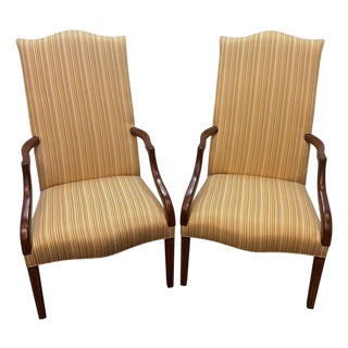 Vintage Southwood Chippendale Style Upholstered Mahogany Frame Bergere Chairs - Pair For Sale