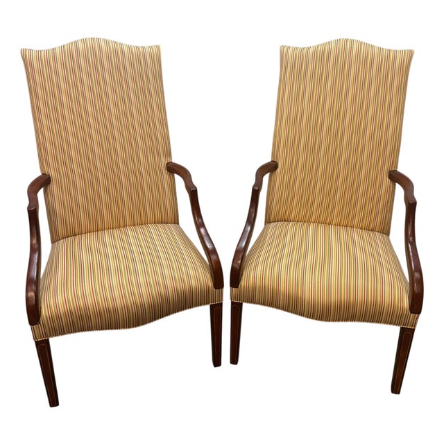 Vintage Southwood Chippendale Style Upholstered Mahogany Frame Bergere Chairs - Pair For Sale