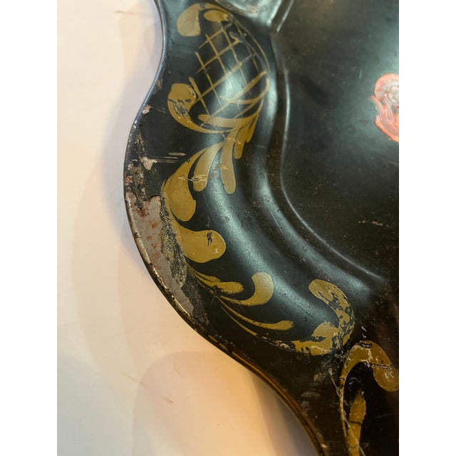 Vintage 1960 Large Philadelphia Hand Painted Floral Tole Tray For Sale - Image 4 of 4