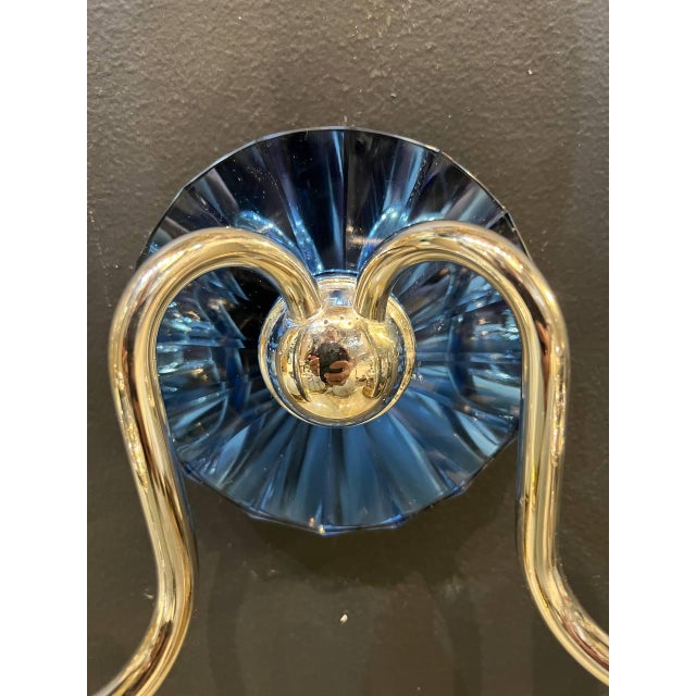 French 1930s French Cobalt Blue Mirror Sconces - a Pair For Sale - Image 3 of 6