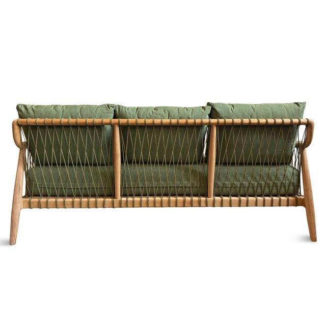 Outdoor Teak & Fern Green Sofa For Sale - Image 11 of 13