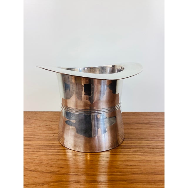 Silver Vintage Silver Top Hat Ice Bucket Wine Chiller For Sale - Image 8 of 8
