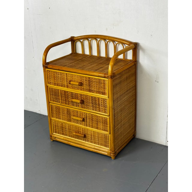 Mid-Century Rattan Bamboo Chest of Drawers, 1960s For Sale - Image 4 of 7