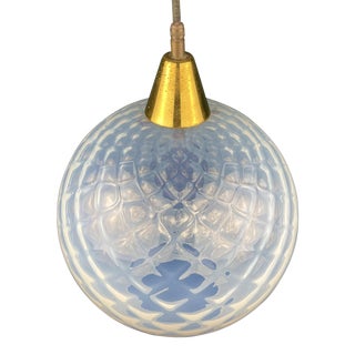 Vintage 1960s Blue Murano Sphere Ball Pendant Lamp Italy For Sale