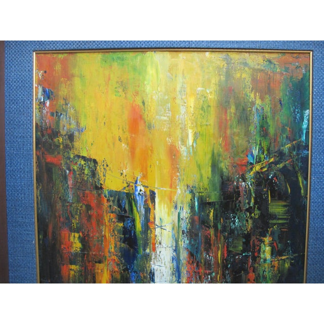 S Tokuyoshi Signed Framed Mid Century Modern Abstract Oil Painting For Sale In Portland, OR - Image 6 of 8