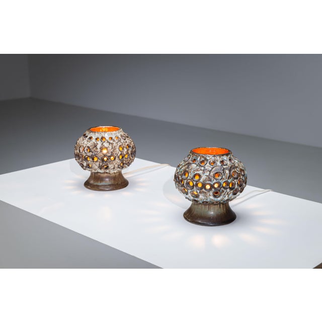 Beige Ceramic Table Lamps by Bruno Karlsson for EGO Stengods Atelje, 1960s, Set of 2 For Sale - Image 8 of 18