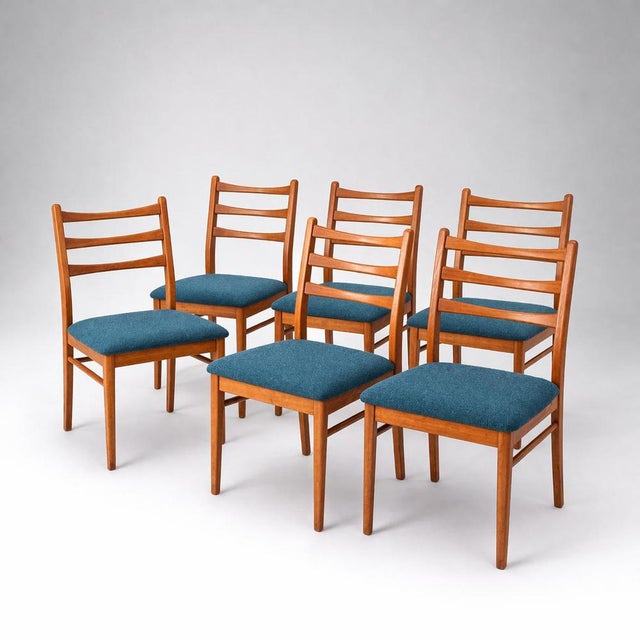 Mid-Century Ladder-Back Dining Chairs in Teak Frames from Schreiber, 1960s, Set of 6 For Sale - Image 9 of 9