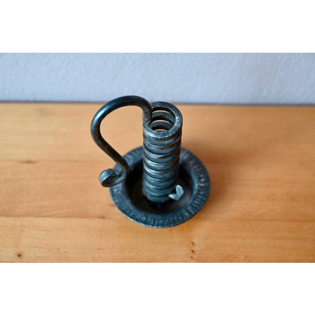 Metal Antique Wrought Iron Cellar Rat Candlestick, 1960s For Sale - Image 7 of 9