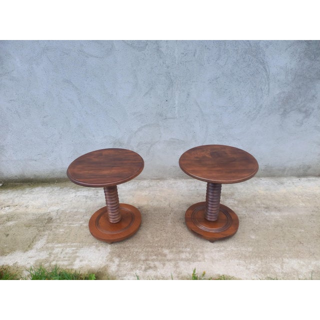 Pedestal Tables in the style of Charles Dudouyt, 1930s, Set of 2, in Very Good conditions. Designed 1920 to 1949