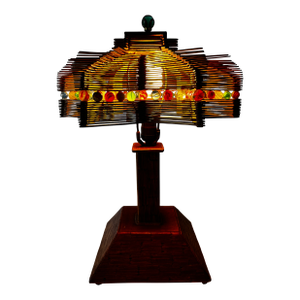Beautiful Vintage Tramp Art - Popsicle Stick/Matchstick/Marble Lamp