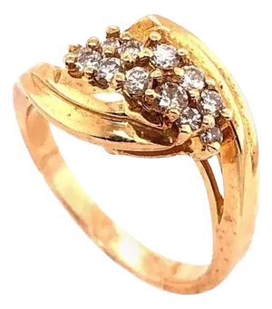 14 Karat Yellow Gold Freeform Diamond Cluster Ring 0.50 TDW, Size 5.5