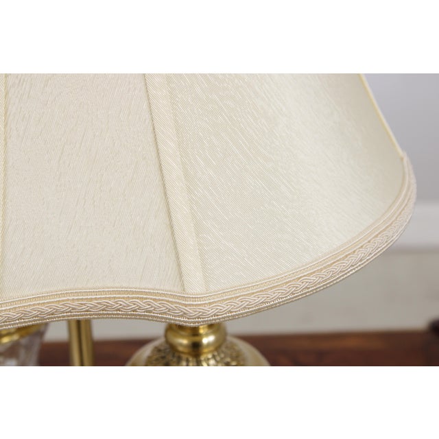 1980s Waterford Brass & Crystal 2 Light Desk Lamp For Sale - Image 14 of 17