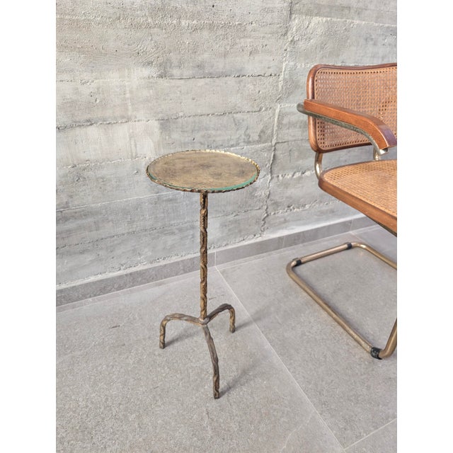 Glass Mid-Century Modern Side Table for Drinks in Gilded Wrought Iron and Glass, Spain, 1950s For Sale - Image 7 of 12