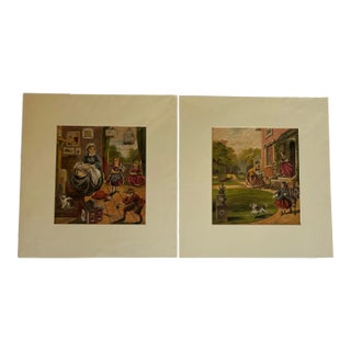 Pair of Original Antique Chromolithographs From 1870, English For Sale