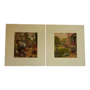 Pair of Original Antique Chromolithographs From 1870, English