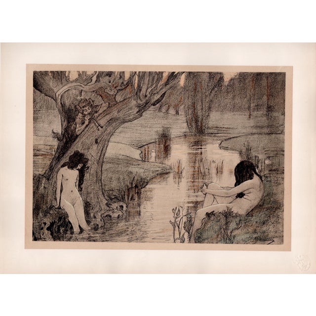 Paul-albert laurens (1870-1934) le bain des nymphes (the nymphs' bath) original lithograph from the glorious portfolio...