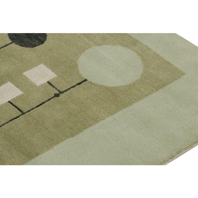 Late 20th Century Midcentury Modern Runner in Green, Blue, White & Black Geometric Patterns For Sale - Image 5 of 7