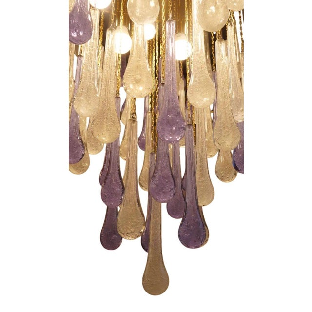 Late 20th Century Pulegoso & Alexandrite Glass Drop Flush Mount Chandelier by Franco Luce, 1980. For Sale - Image 5 of 6
