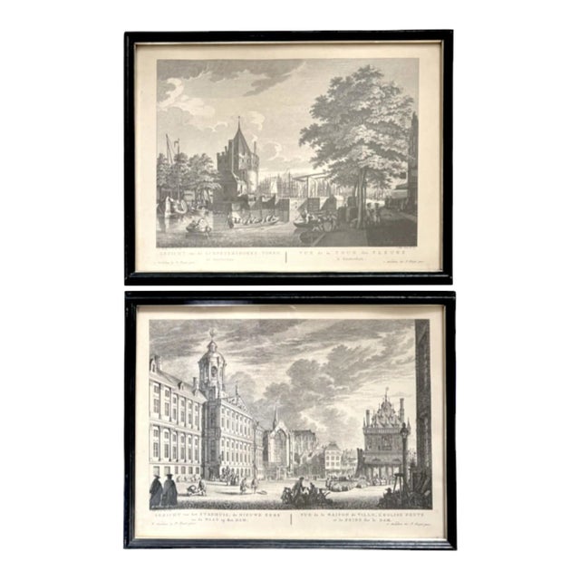 Pair of 18th-Century Fouquet Gravures of Amsterdam - Later Prints For Sale
