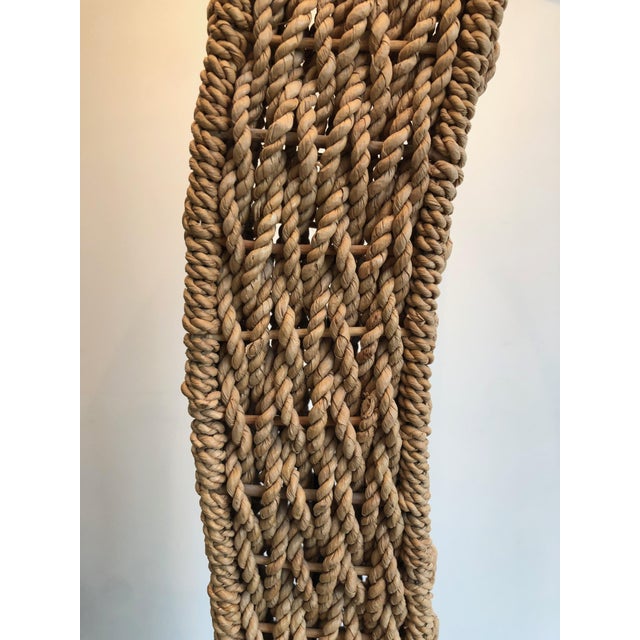 Japanese Braided Rope Floor Lamp on Square Metal Base, Circa 1980 For Sale - Image 9 of 12