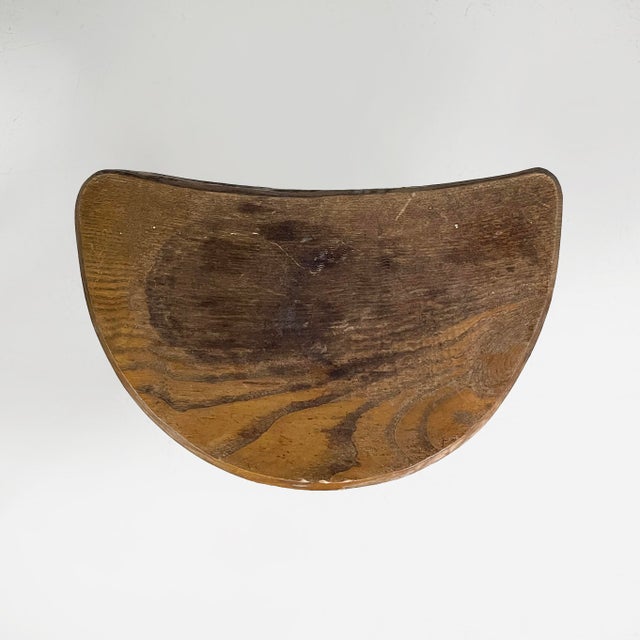 1950s Mid-Century Modern French Semicircular Table Stool in Wood, 1950s For Sale - Image 5 of 13