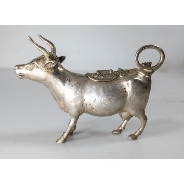 Rustic European 19th Century 800 Silver German Cow Form Creamer For Sale - Image 3 of 13