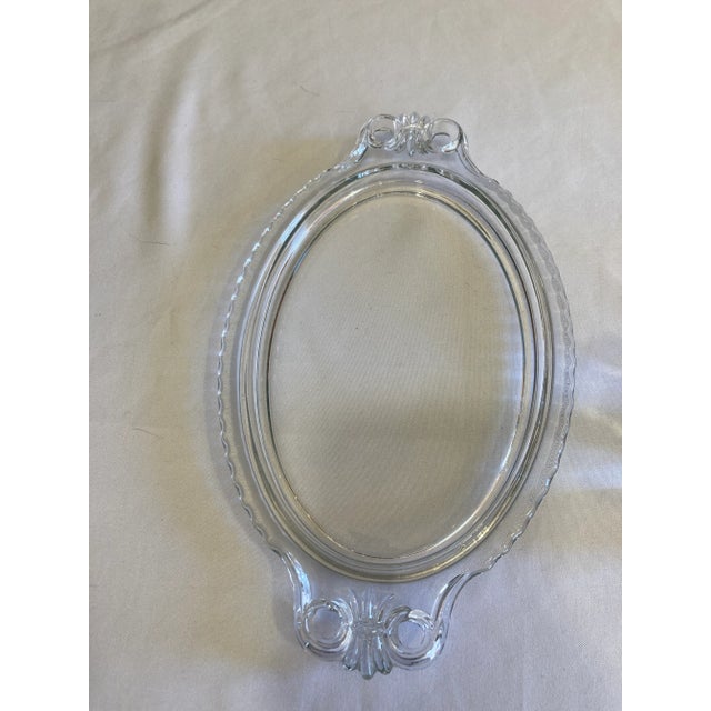 Vintage Clear Fluted Glass Creamer and Sugar Bowl Set With Matching Serving Tray For Sale In Oklahoma City - Image 6 of 7