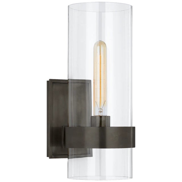 Presidio Small Sconce in Bronze with Clear Glass Designer: Ian K. Fowler Height: 14" Extension: 7.75" Backplate: 4" x 6"...
