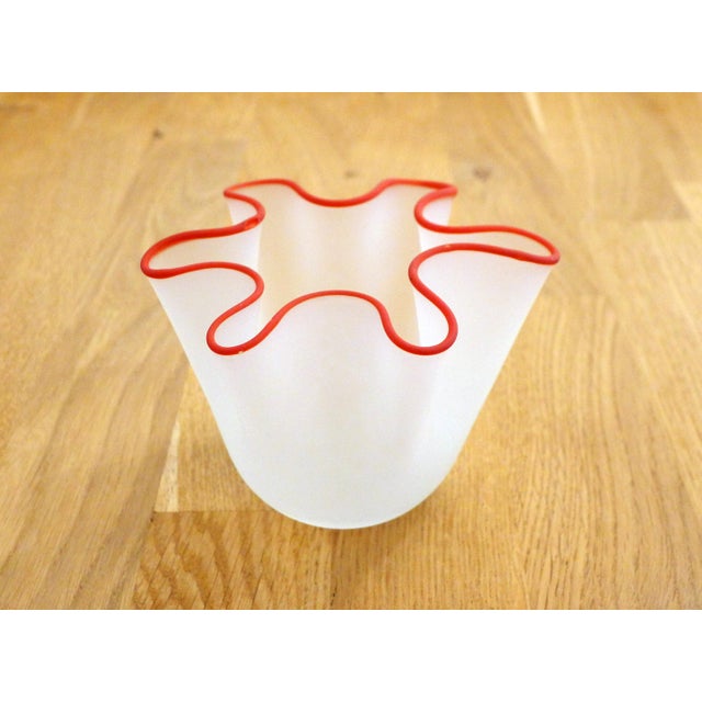 Small Fazzoletto Handkerchief-Shaped Vase in Frosted Glass, 1950s For Sale - Image 4 of 13
