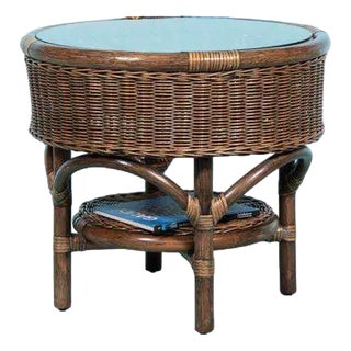 Bohemian Coffee Table in Wicker, 1970s For Sale