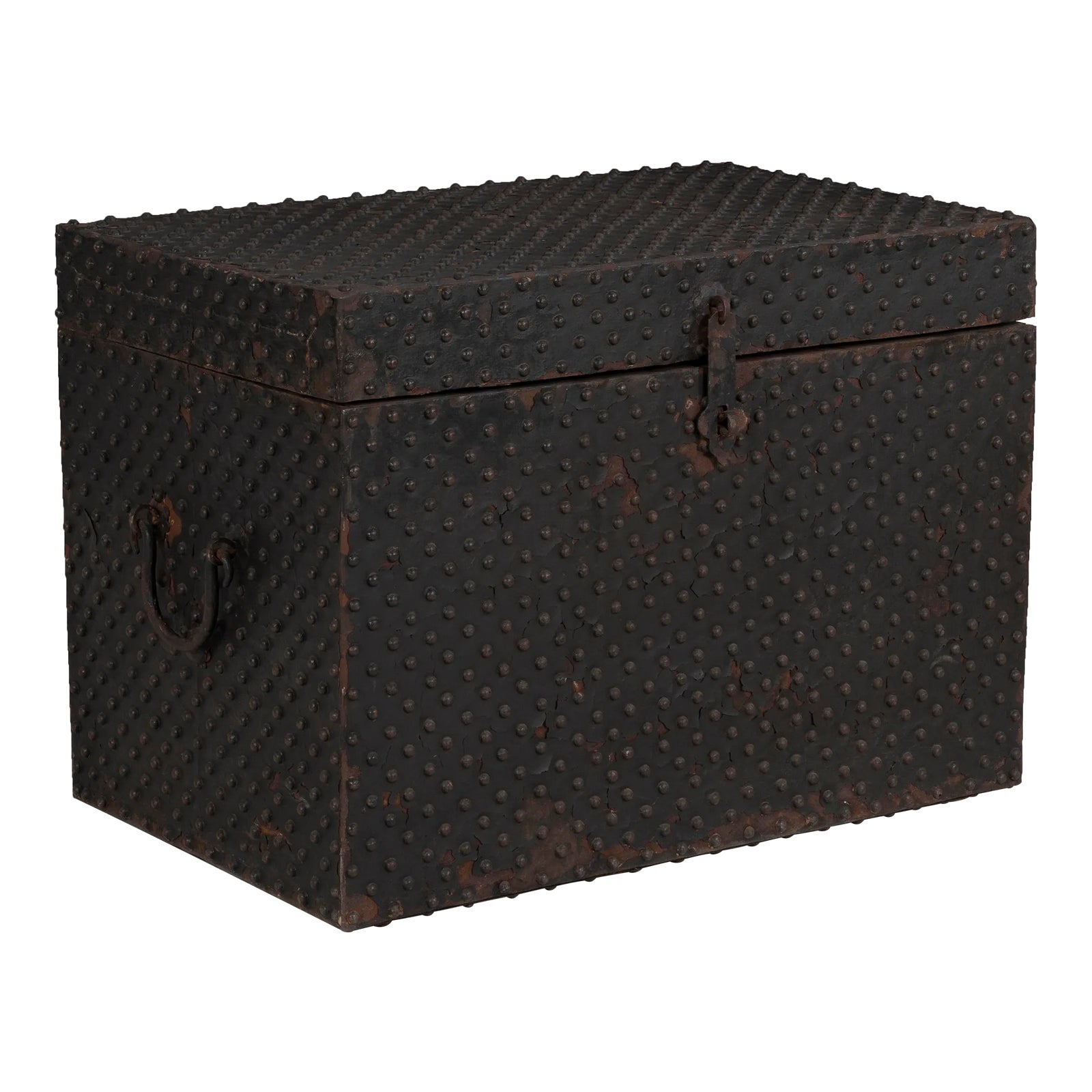 Antique Studded Metal Chest | Chairish