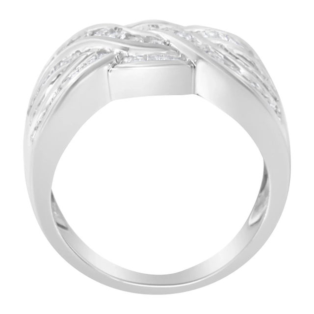Haus of Brilliance 10K White Gold Diamond Bypass Ring (1 Cttw, H-I Color, I1-I2 Clarity) - Size 7-1/2 For Sale - Image 4 of 6