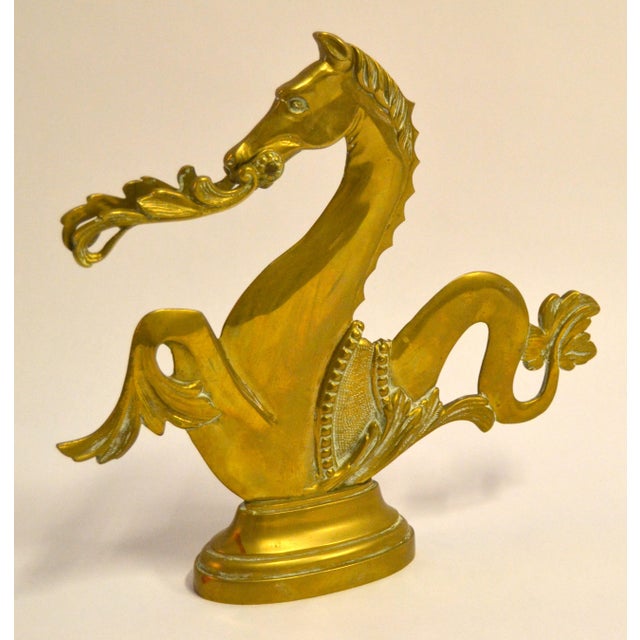 Art Nouveau 1950 Venetian Brass Gondola Mythical Seahorse Animal Sculpture Figurine Oar Lock For Sale - Image 3 of 15