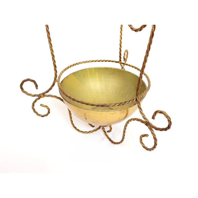 Vintage Italian Gilt Metal Hanging Planter For Sale In Chicago - Image 6 of 12