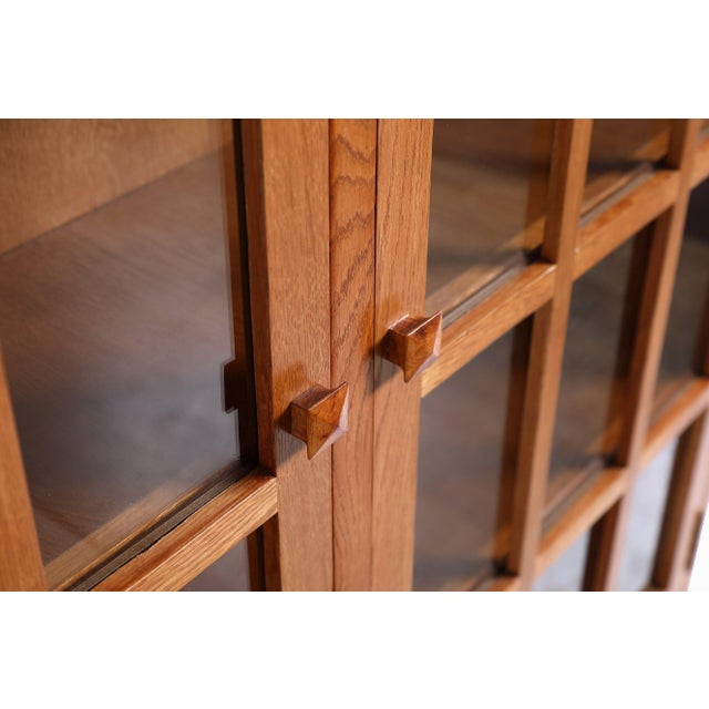 Mission Oak 2 Door Bookcase With Glass Doors - Michael's Cherry For Sale - Image 10 of 10