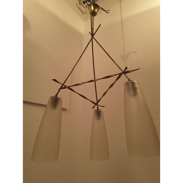 Vintage Pendant Light with Twisted Brass Structure from Fontana Arte, 1950s For Sale - Image 11 of 18