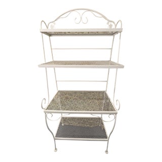 Vintage Wrought Iron & Metal Woodard Style Etagere For Sale