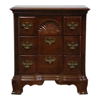 Late 20th Century Universal Furniture Cherry Traditional Style Blockfront 26" Three Drawer Nightstand 605-355 For Sale