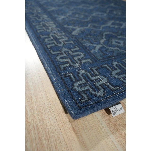 4x6 Blue Hand-Knotted Wool Azure Floral Medallion Classic Traditional Carpet Rug For Sale In New York - Image 6 of 9
