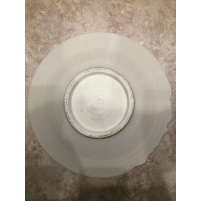 Late 20th Century Vintage Boho Pottery Bowl With Pink Lillies Signed For Sale - Image 5 of 6