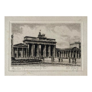 1960s Brandenburg Gate Berlin Germany Etching For Sale